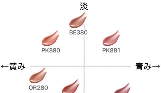 エッセンスプランプバーム【ヴィセ】ほぼ全色比較|ブルベ・イエベ向きの色味をチャートで解説