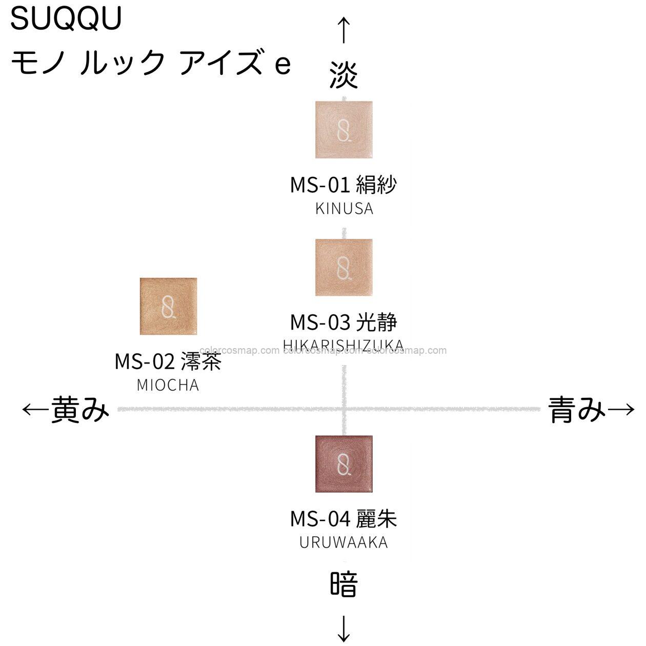 モノルックアイズe【SUQQU】全色比較｜ブルベ・イエベ向きの色味を